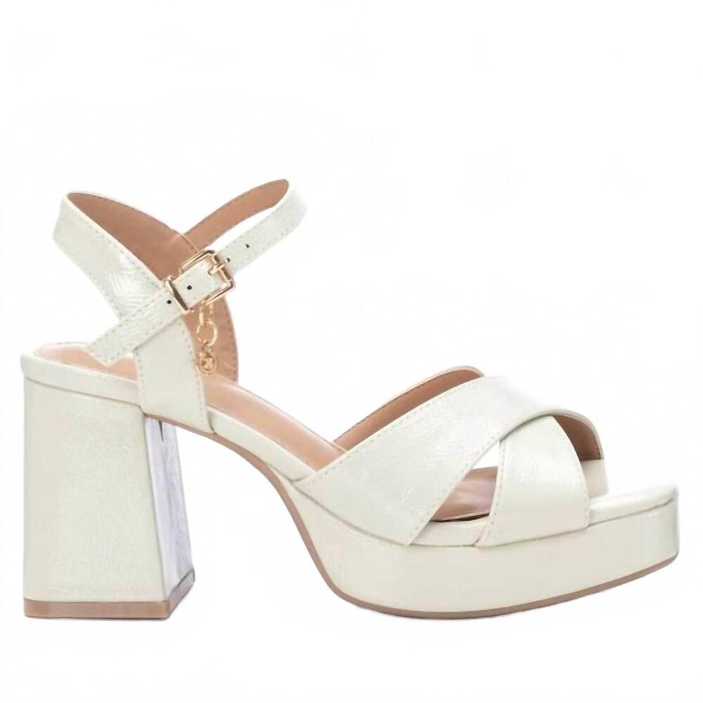 NEW XTI women's heeled platform sandal in ice